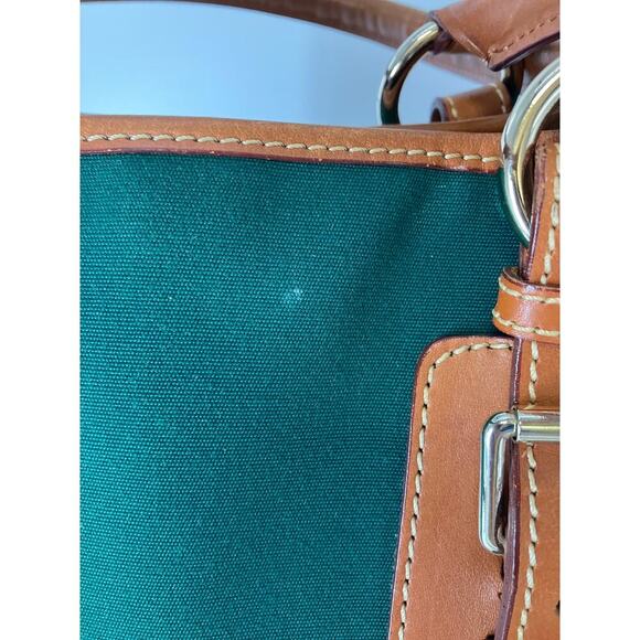 DOONEY & BOURKE GREEN CANVAS/ LEATHER SHOULDER TOTE ASIS - Picture 6 of 16